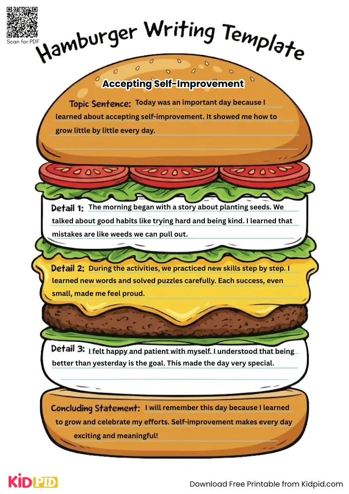 Hamburger Paragraph on 'Accepting Self-Improvement' (Free Template)