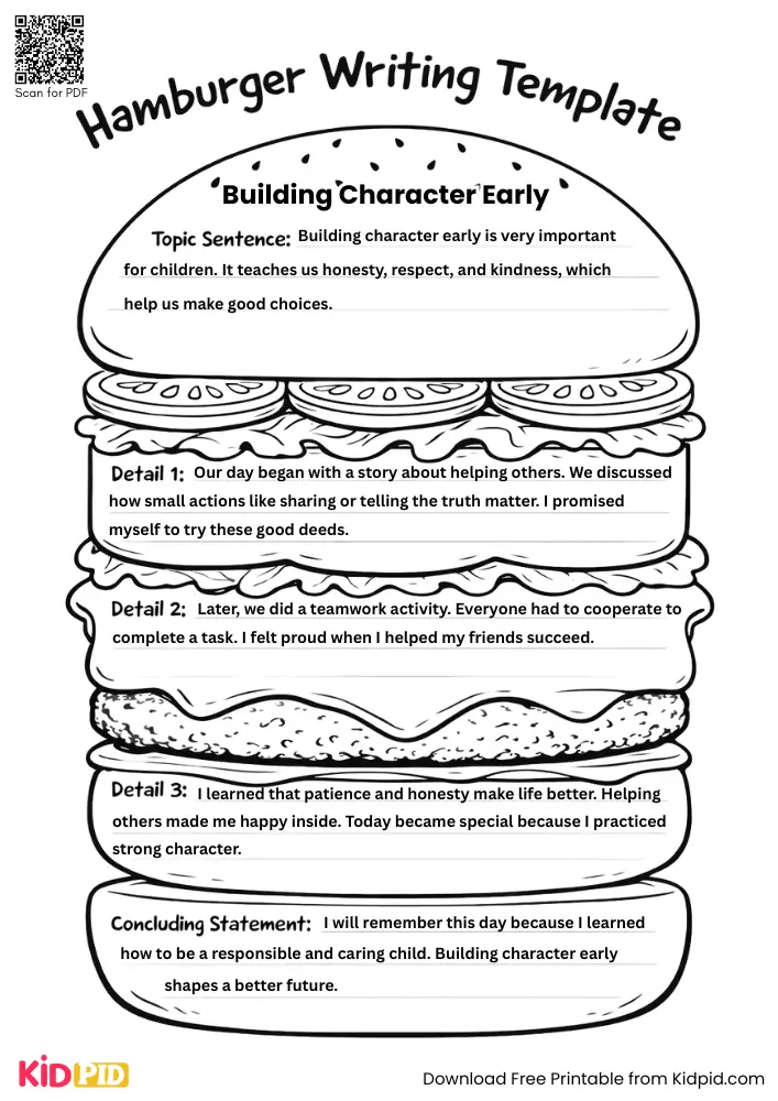 Hamburger Paragraph on 'Building Character Early' (Free Template)
