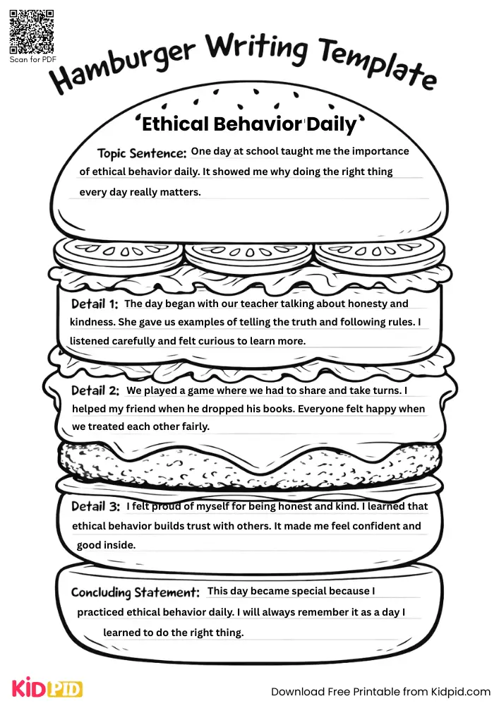 Hamburger Paragraph on 'Ethical Behavior Daily' (Free Template)