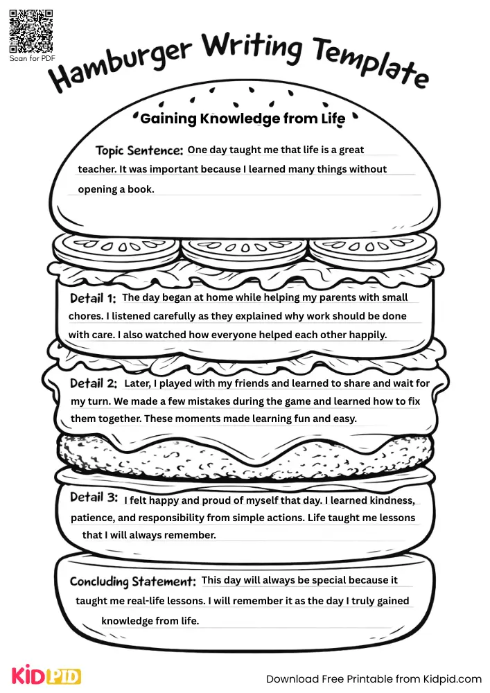 Hamburger Paragraph on 'Gaining Knowledge from Life' (Free Template)