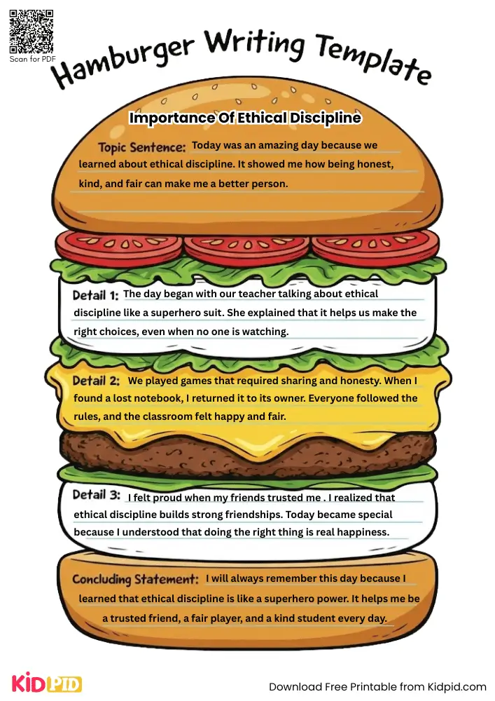 Hamburger Paragraph on 'Importance of Ethical Discipline' (Free Template)