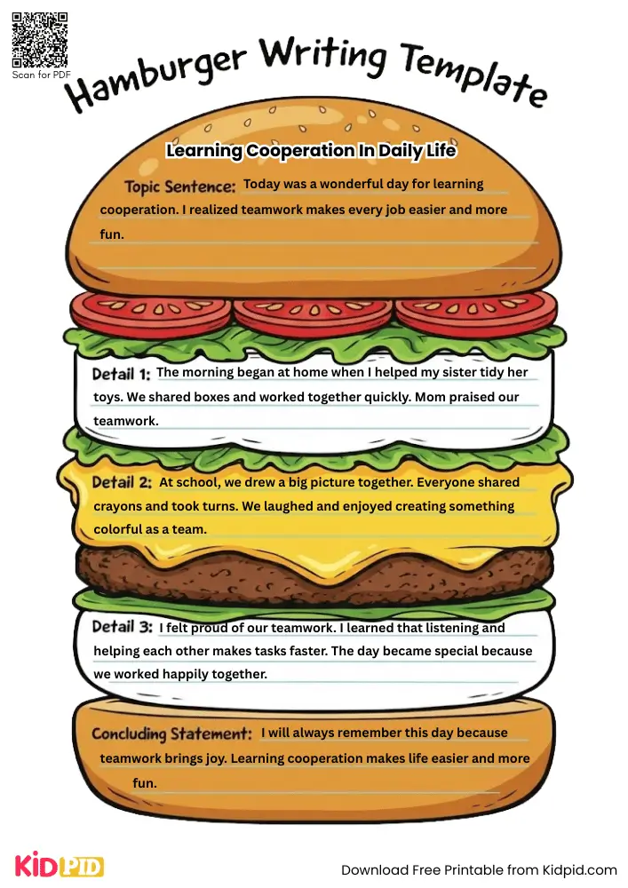Hamburger Paragraph on 'Learning Cooperation in Daily Life' (Free Template)