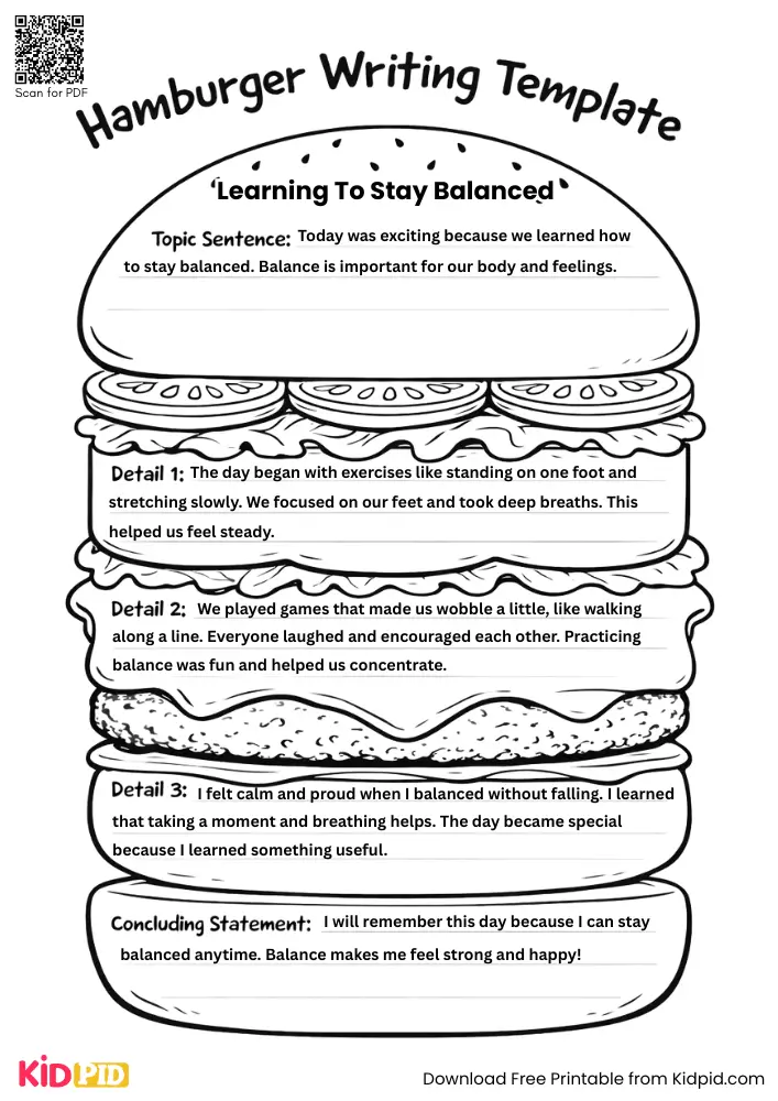 Hamburger Paragraph on 'Learning to Stay Balanced' (Free Template)