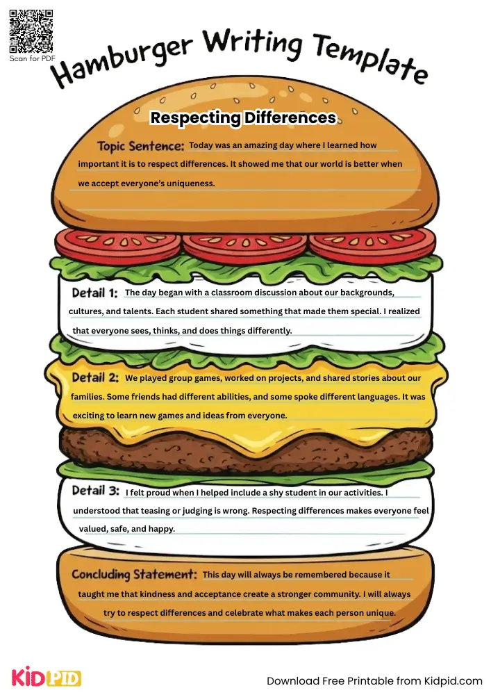 Hamburger Paragraph on 'Respecting Differences' (Free Template)
