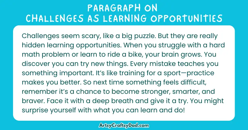 Long Paragraph on 'Challenges as Learning Opportunities' - 100 Words for Grade 4