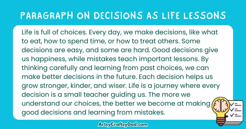 Essay & Paragraph on Decisions as Life Lessons for Grades 2 to 9