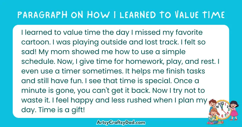 Essay & Paragraph on How I Learned to Value Time for Grades 3 to 10