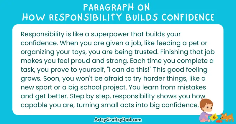 Long Paragraph on 'How Responsibility Builds Confidence' - 100 Words for Grade 4