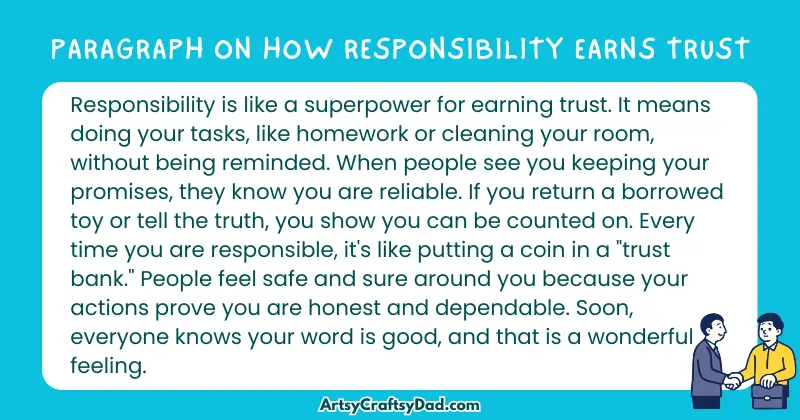 Long Paragraph on 'How Responsibility Earns Trust' - 100 Words for Grade 4