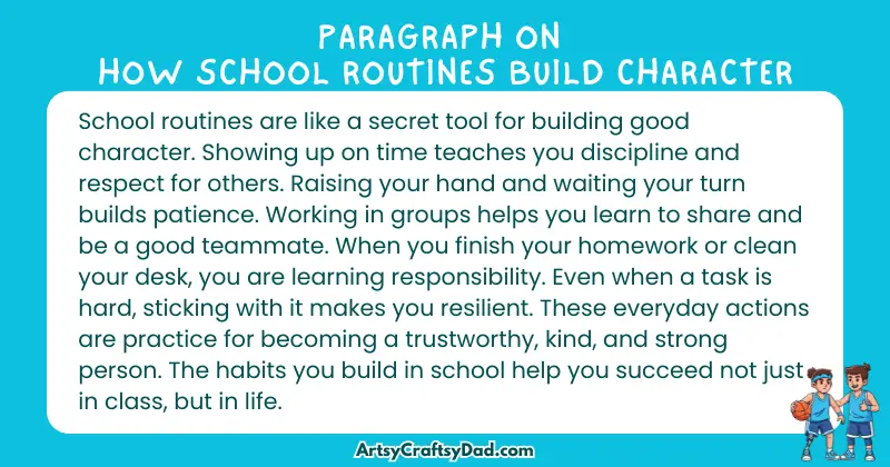 Essay & Paragraph on How School Routines Build Character for Grades 3 to 10 Students