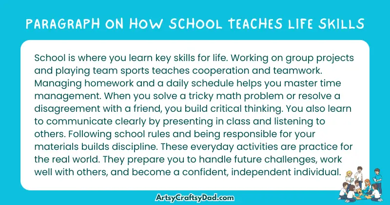 Essay & Paragraph on How School Teaches Life Skills for Grades 2 to 10 Student
