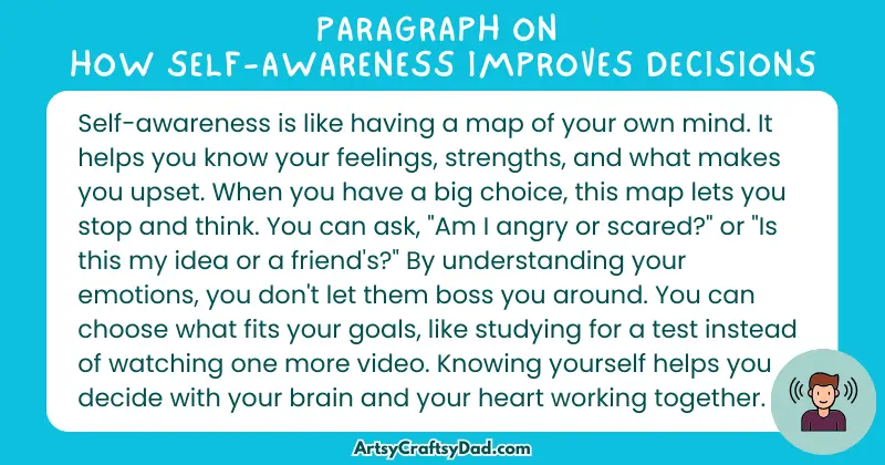 Long Paragraph on 'How Self-Awareness Improves Decisions' - 100 Words for Grade 4