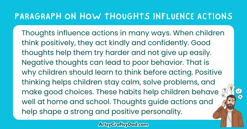 Essay & Paragraph on How Thoughts Influence Actions for Grades 2 to 10