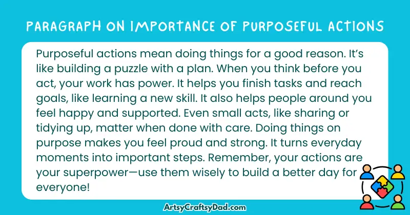 Essay & Paragraph on Importance of Purposeful Actions for Grades 3 to 10