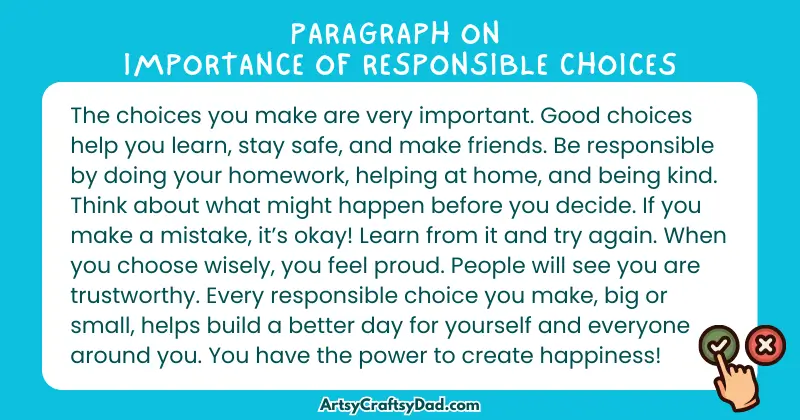 Essay & Paragraph on Importance of Responsible Choices for Grades 3 to 10