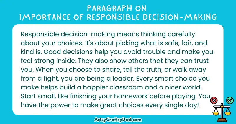 Essay & Paragraph on Importance of Responsible Decision-Making for Grades 2 to 8 Students