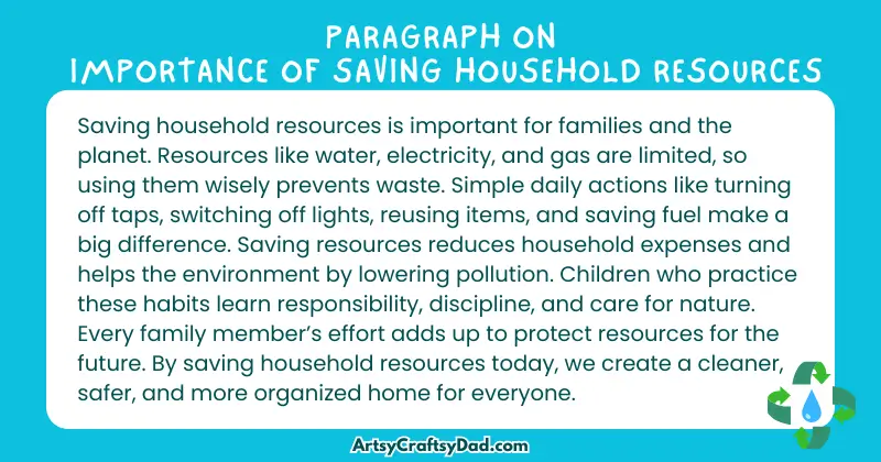 Essay & Paragraph on Importance of Saving Household Resources for Grades 2 to 8