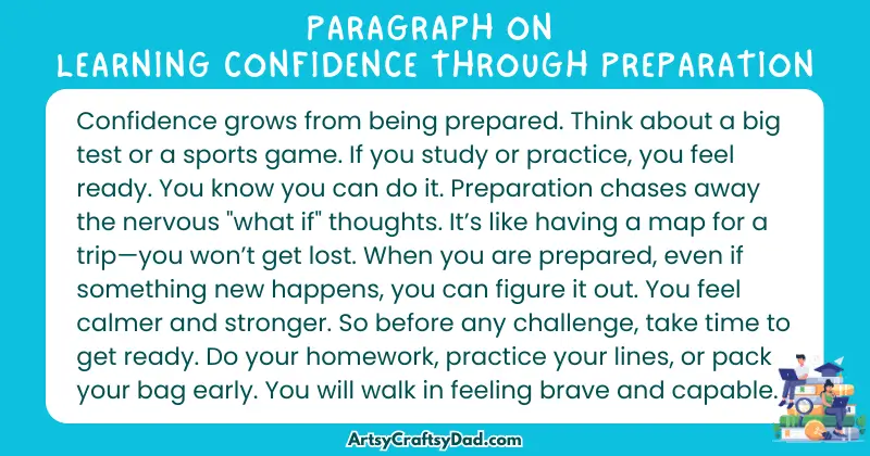 Essay & Paragraph on Learning Confidence Through Preparation for Grades 2 to 10 Students