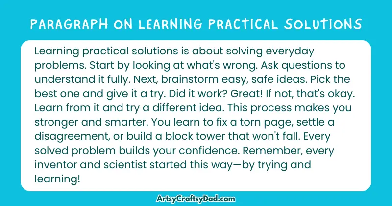 Long Paragraph on 'Learning practical solutions' - 100 Words for Grade 4