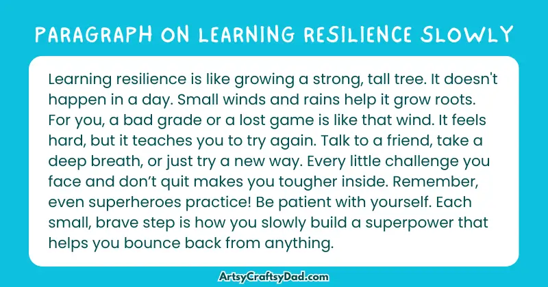 Essay & Paragraph on Learning Resilience Slowly for Grades 2 to 10 Students