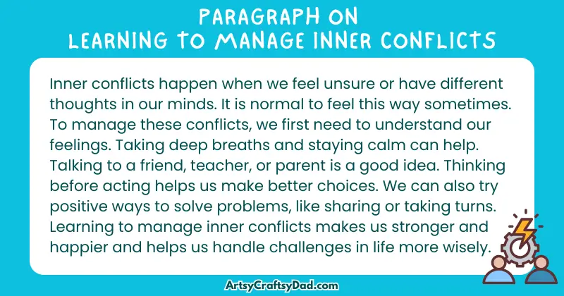 Essay & Paragraph on Learning to Manage Inner Conflicts for Grades 4 to 10