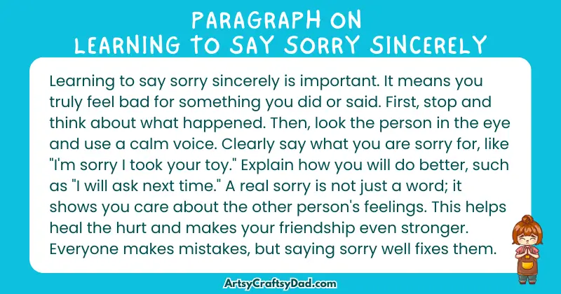 Essay & Paragraph on Learning to Say Sorry Sincerely for Grades 2 to 10 Students