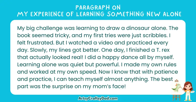 Essay & Paragraph on My Experience of Learning Something New Alone for Grades 2 to 10 Students