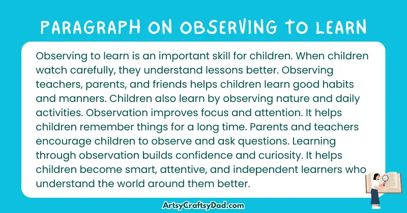 Essay & Paragraph on Observing to Learn for Grades 4 to 10