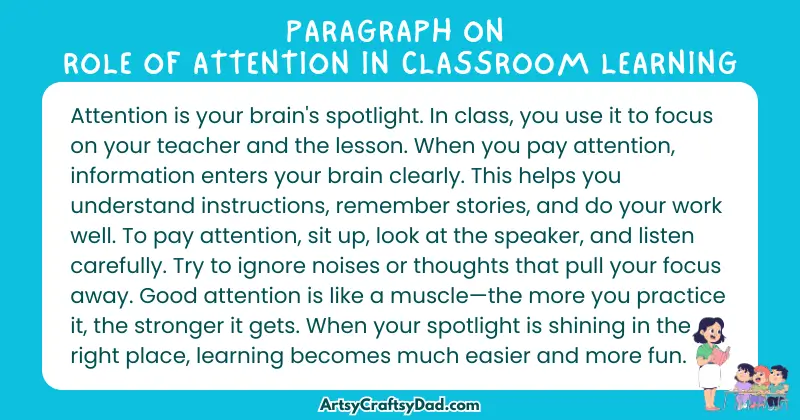 Essay & Paragraph on Role of Attention in Classroom Learning for Grades 3 to 10