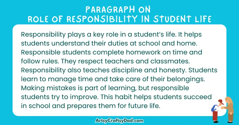 Essay & Paragraph on Role of Responsibility in Student Life for Grades 2 to 8