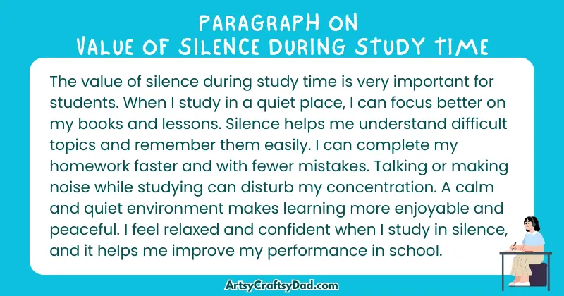 Essay & Paragraph on Value of Silence During Study Time for Grades 2 to 8