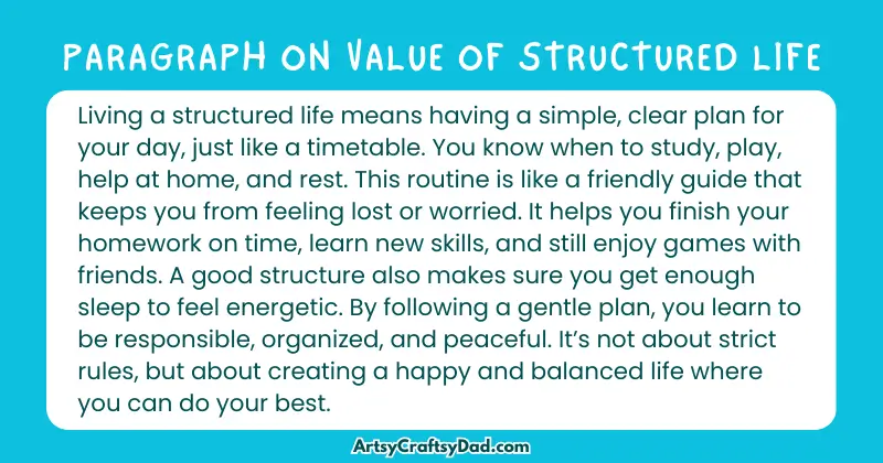 Long Paragraph on 'Value of Structured Life' - 100 Words for Grade 4