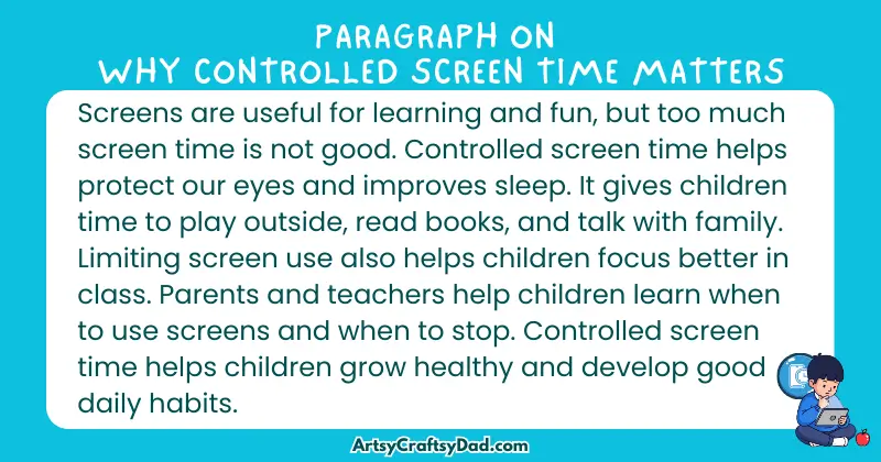 Essay & Paragraph on Why Controlled Screen Time Matters for Grades 3 to 10
