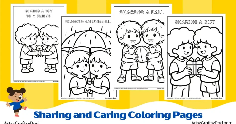 Sharing and Caring Coloring Pages for Kids