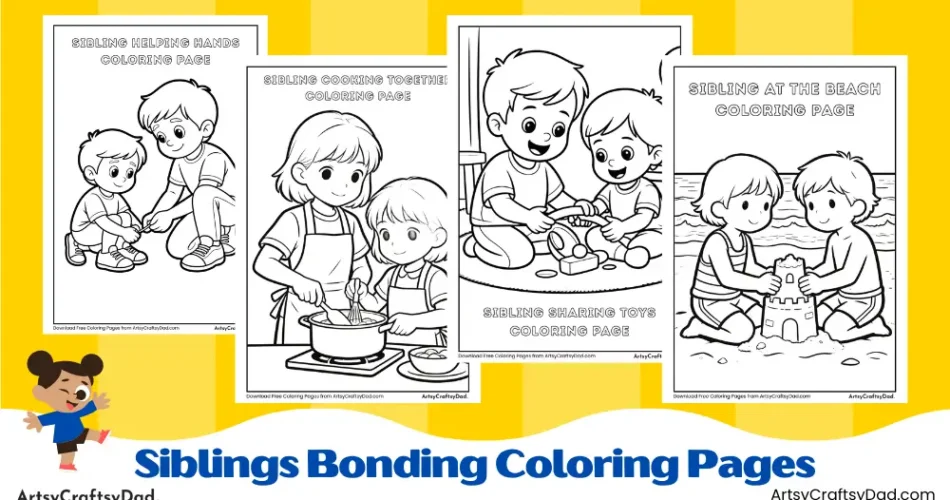 Siblings Bonding Coloring Pages for Kids