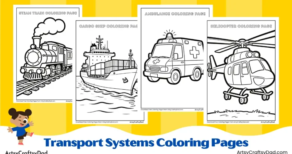 World Transport Systems Coloring Pages for Kids