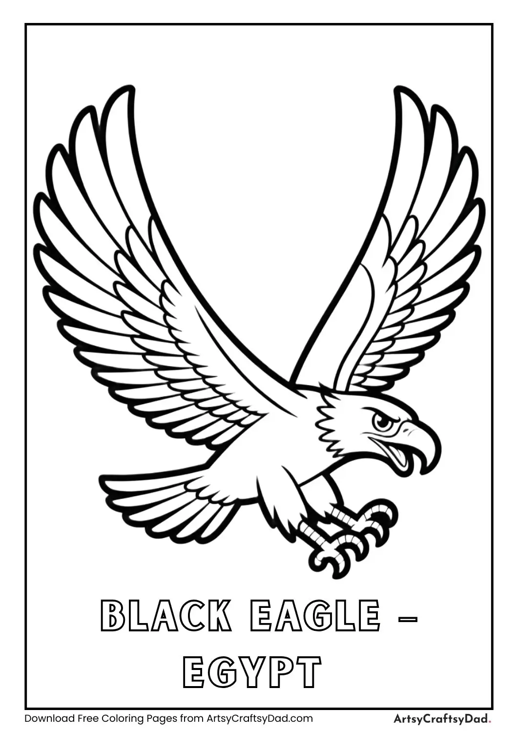 Black and white Black Eagle flying labeled Egypt