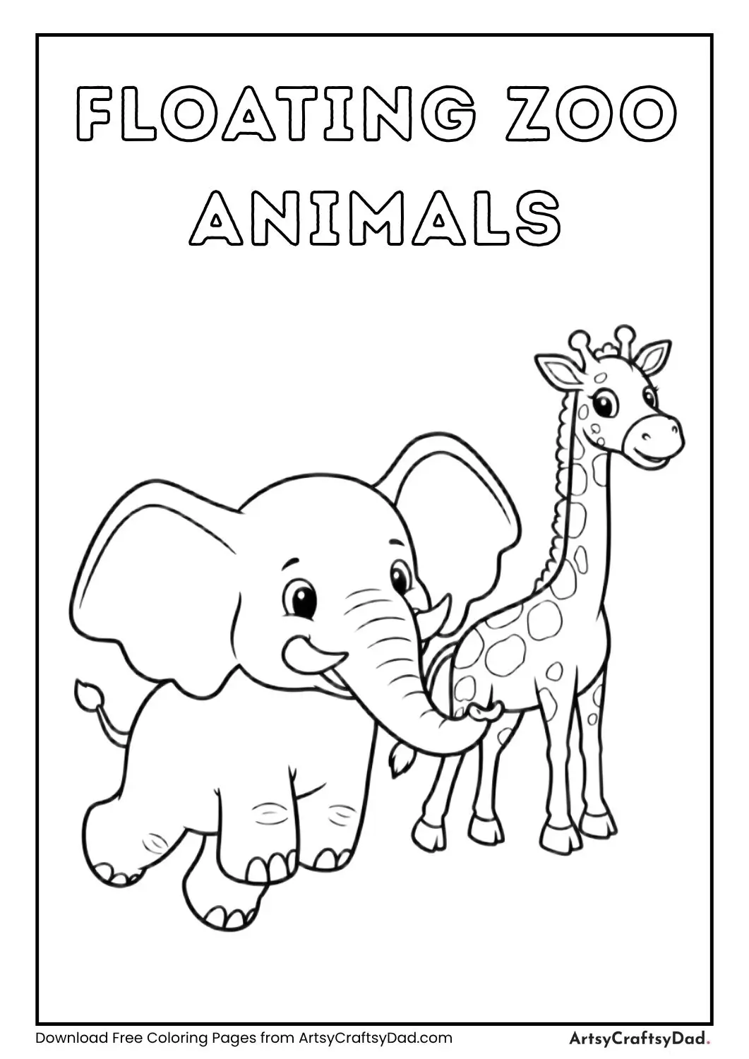 Zoo animals like elephant and giraffe floating