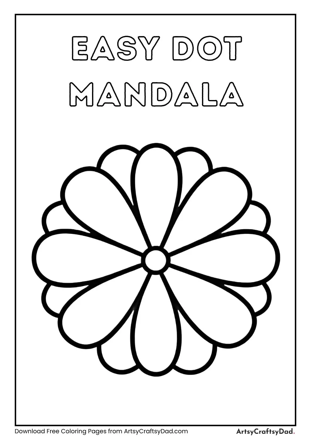 easy dot mandala coloring page with simple round shapes