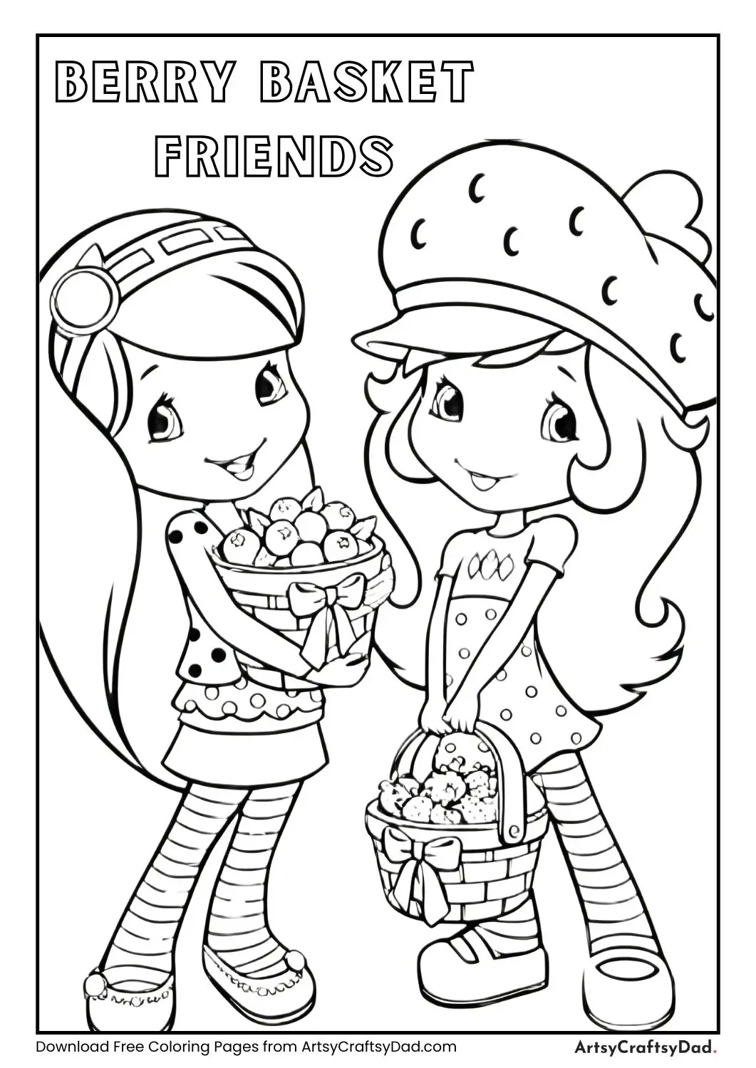 Two girls holding baskets of berries smiling