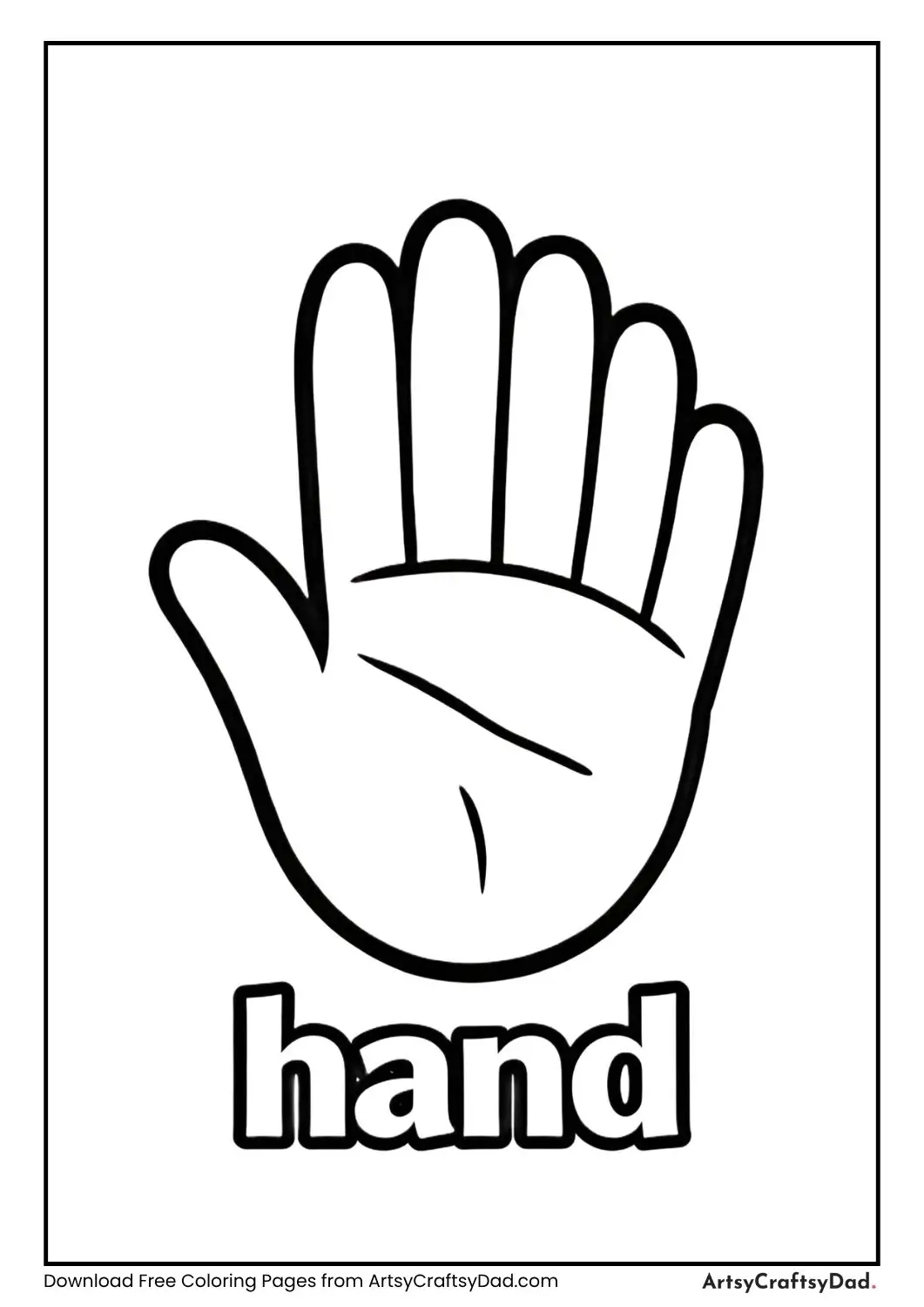 Open hand labeled Touch with soft and rough texture icons coloring page