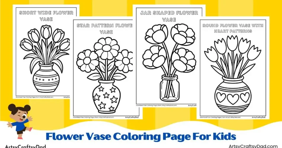 Adorable Flower Vase Coloring Pages for Kids