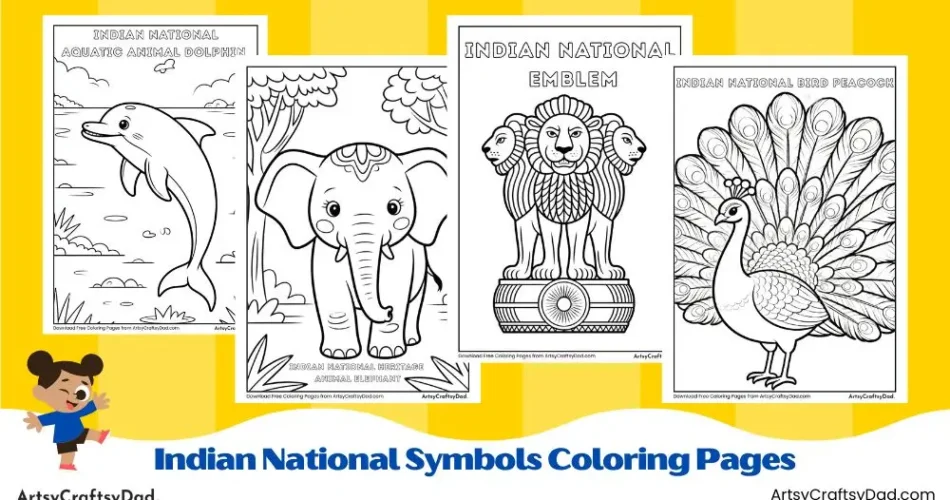 Indian National Symbols Coloring Pages for Kids