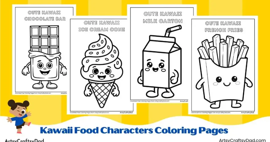 Kawaii Food Characters Coloring Pages For Kids