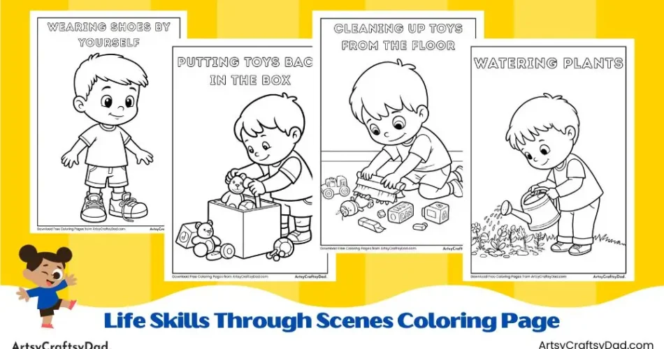 Life Skills Through Scenes Coloring Page for Kids