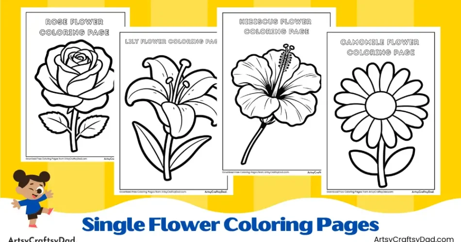Single Flower Coloring Pages for Kids