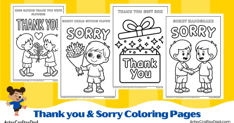 Thank You & Sorry Coloring Pages for Kids