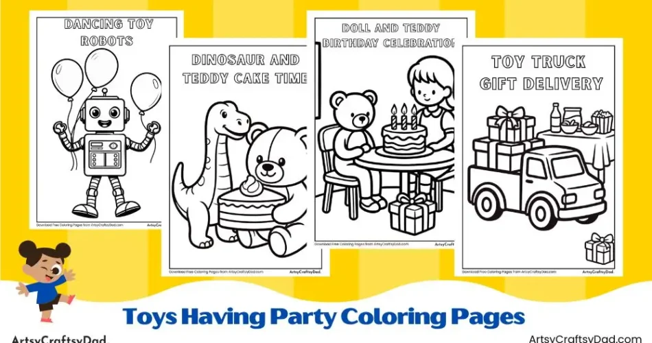 Toys Having Party Coloring Pages for Kids
