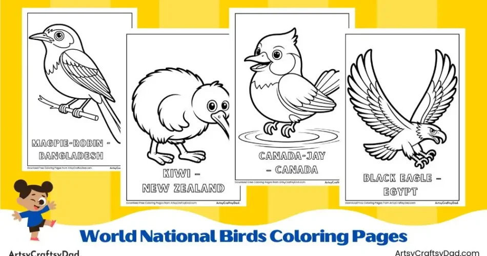 Cute World National Birds Coloring Pages for Kids