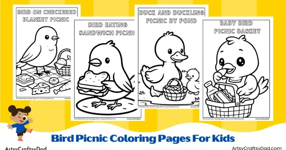 Bird Picnic Coloring Pages for Kids